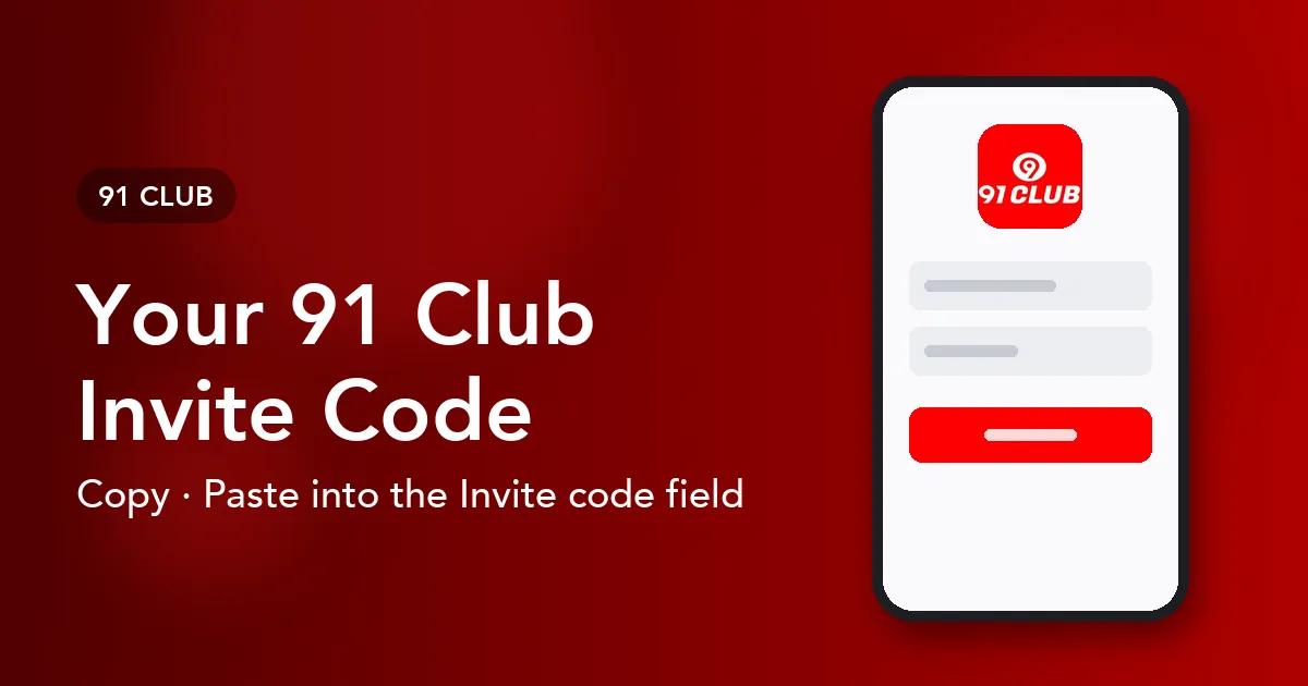 Banner for the 91 Club invite code guide showing where the code is entered